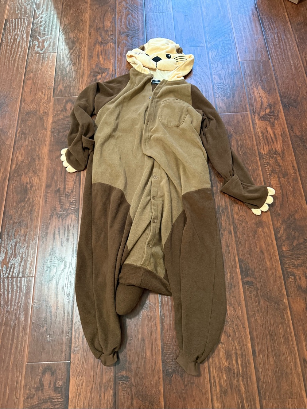 Animal otter Brown Fleece Onesie with Hood